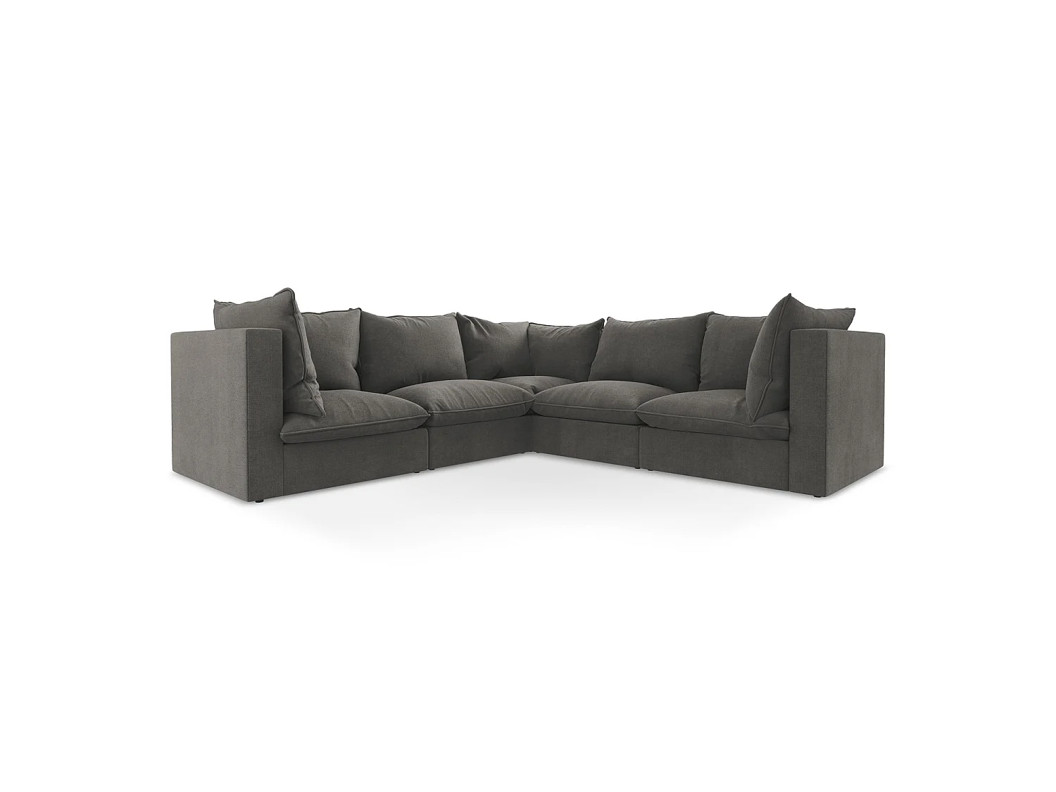 Modulares Ecksofa - - Strukturstoff - Dunkelgrau - RAVENNA