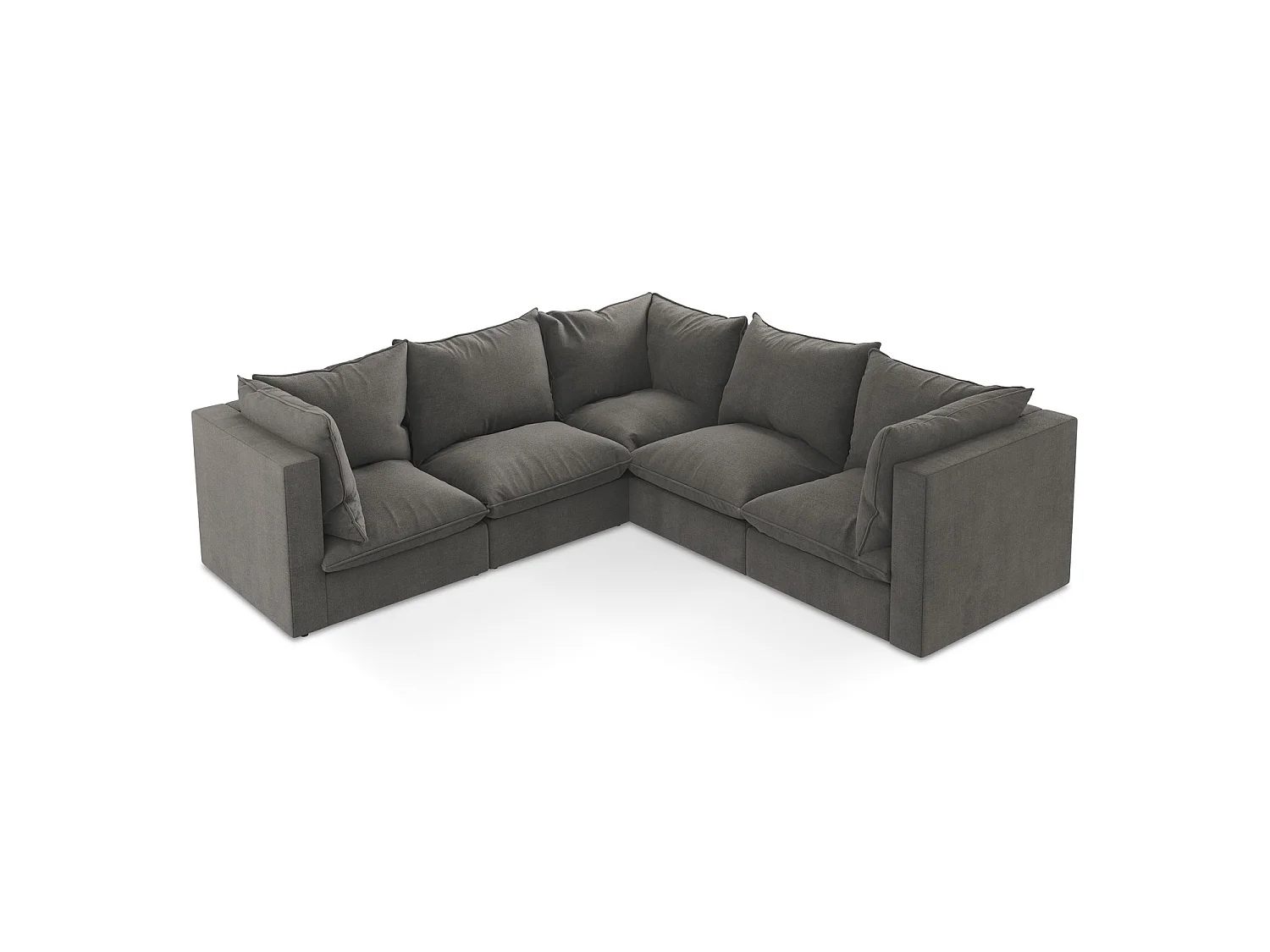 Modulares Ecksofa - - Strukturstoff - Dunkelgrau - RAVENNA