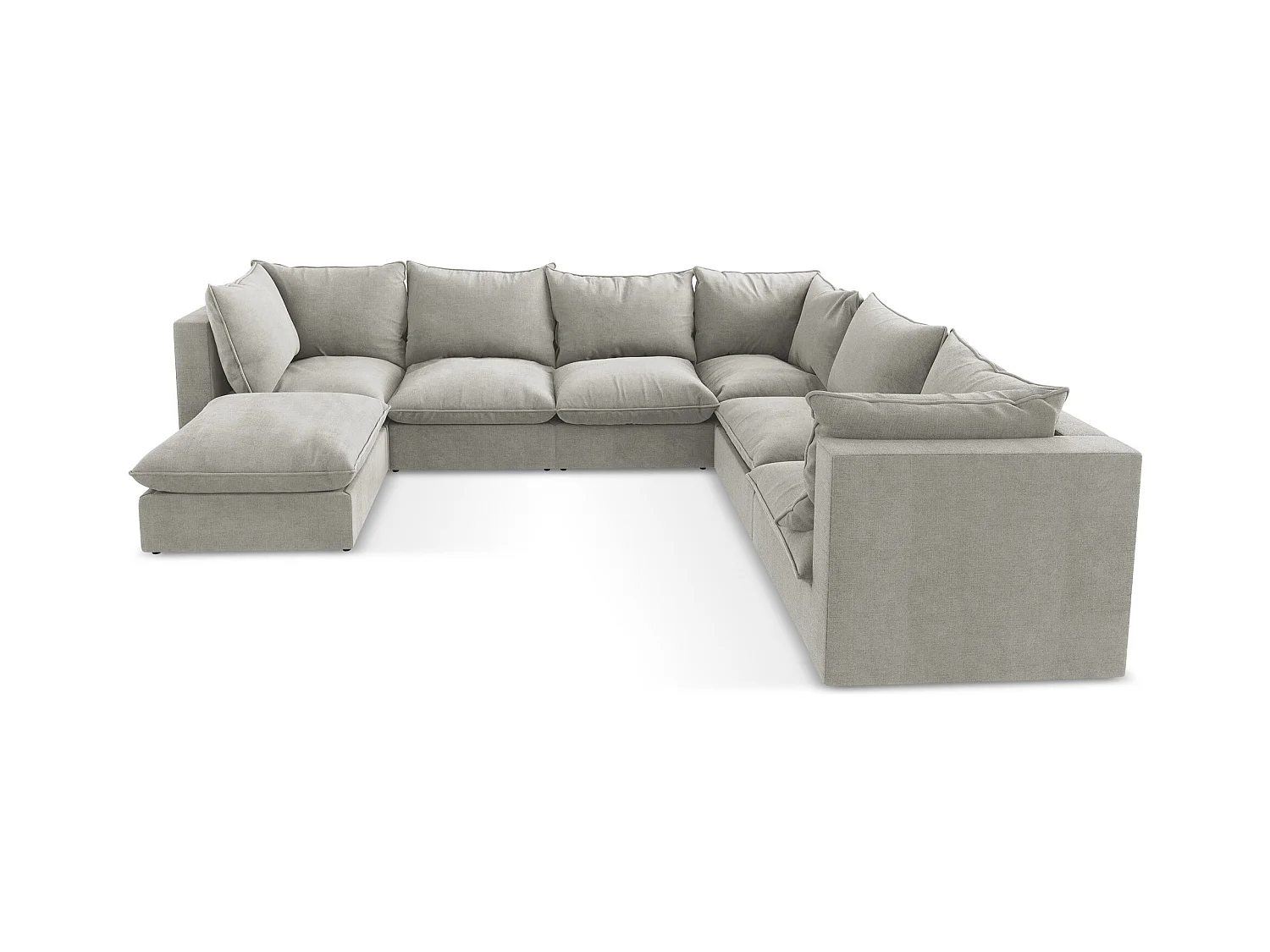 Sofa modułowa panoramiczna - z tkaniny strukturalnej - jasny szary - MANAO