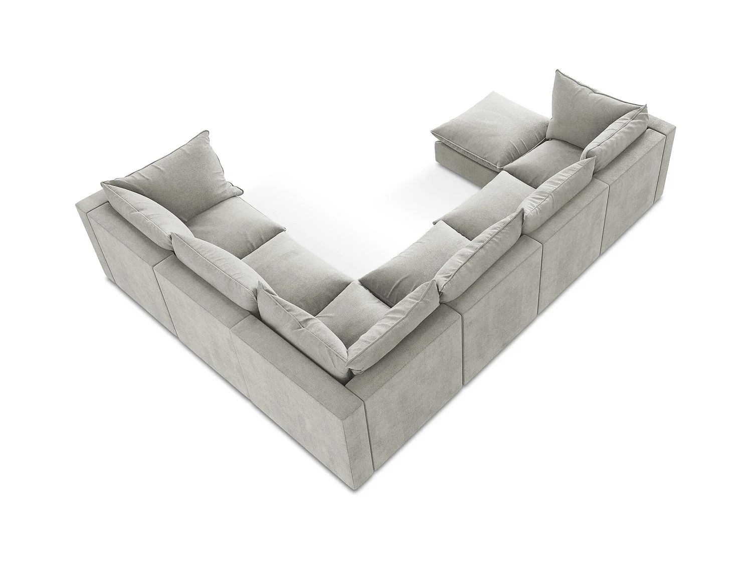 Sofa modułowa panoramiczna - z tkaniny strukturalnej - jasny szary - MANAO