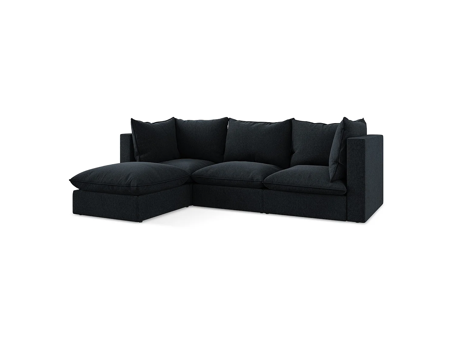 3-Sitzer Modulares Ecksofa - Ecke Links - Samt - Königsblau - RAVENNA