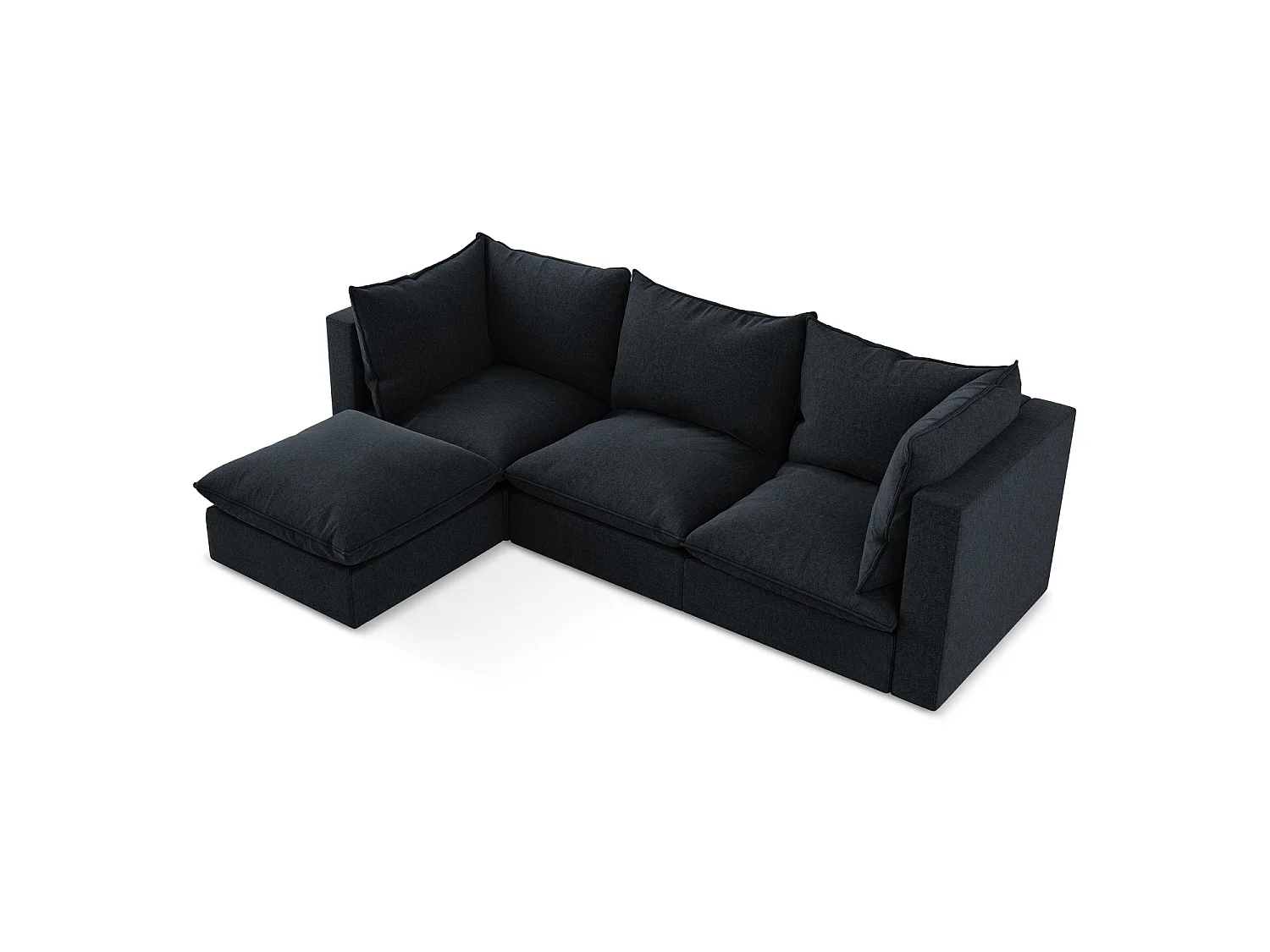 3-Sitzer Modulares Ecksofa - Ecke Links - Samt - Königsblau - RAVENNA