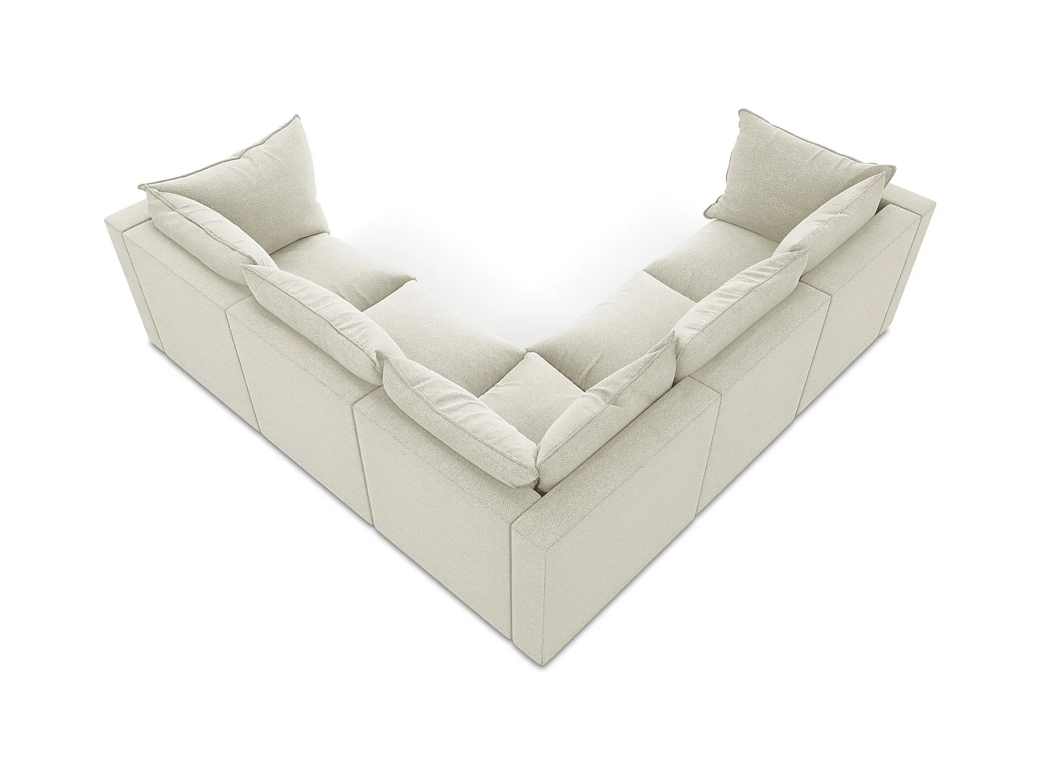 Canapé d'angle 4 places modulaire en tissu bouclette - sable - MANAO