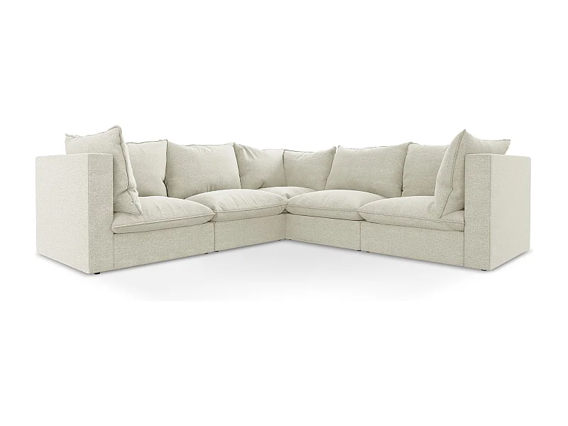 Canapé d'angle 4 places modulaire en tissu bouclette - sable - MANAO