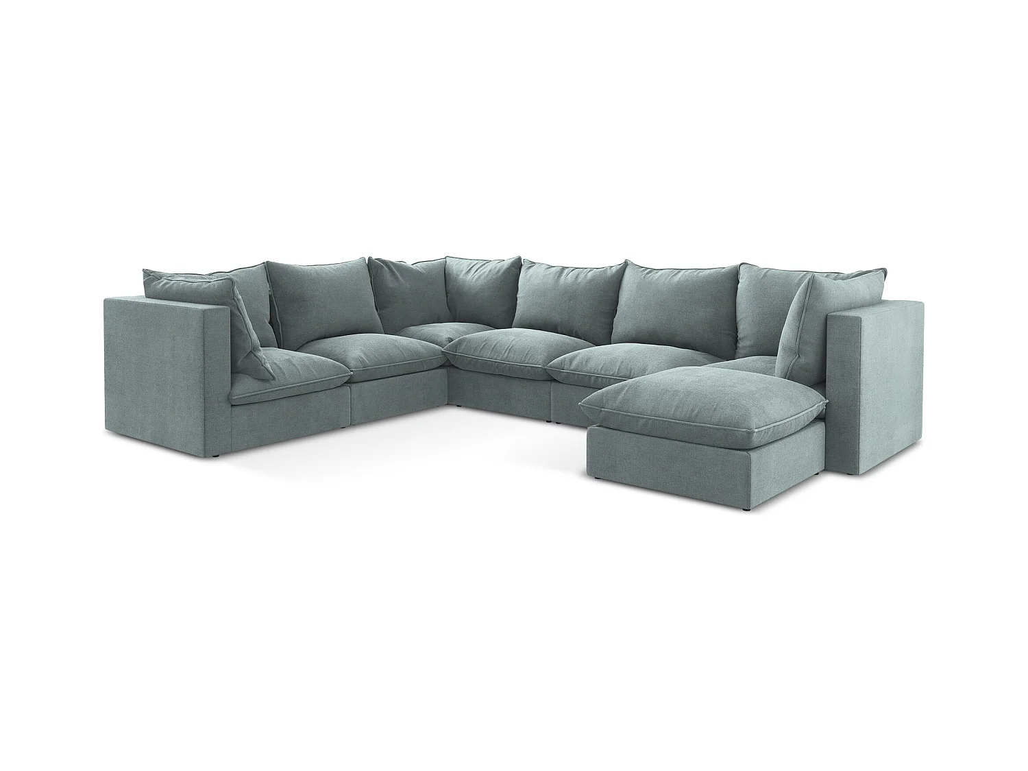 Modulares Wohnlandschaft - / - Strukturstoff - Jeans - MANAO