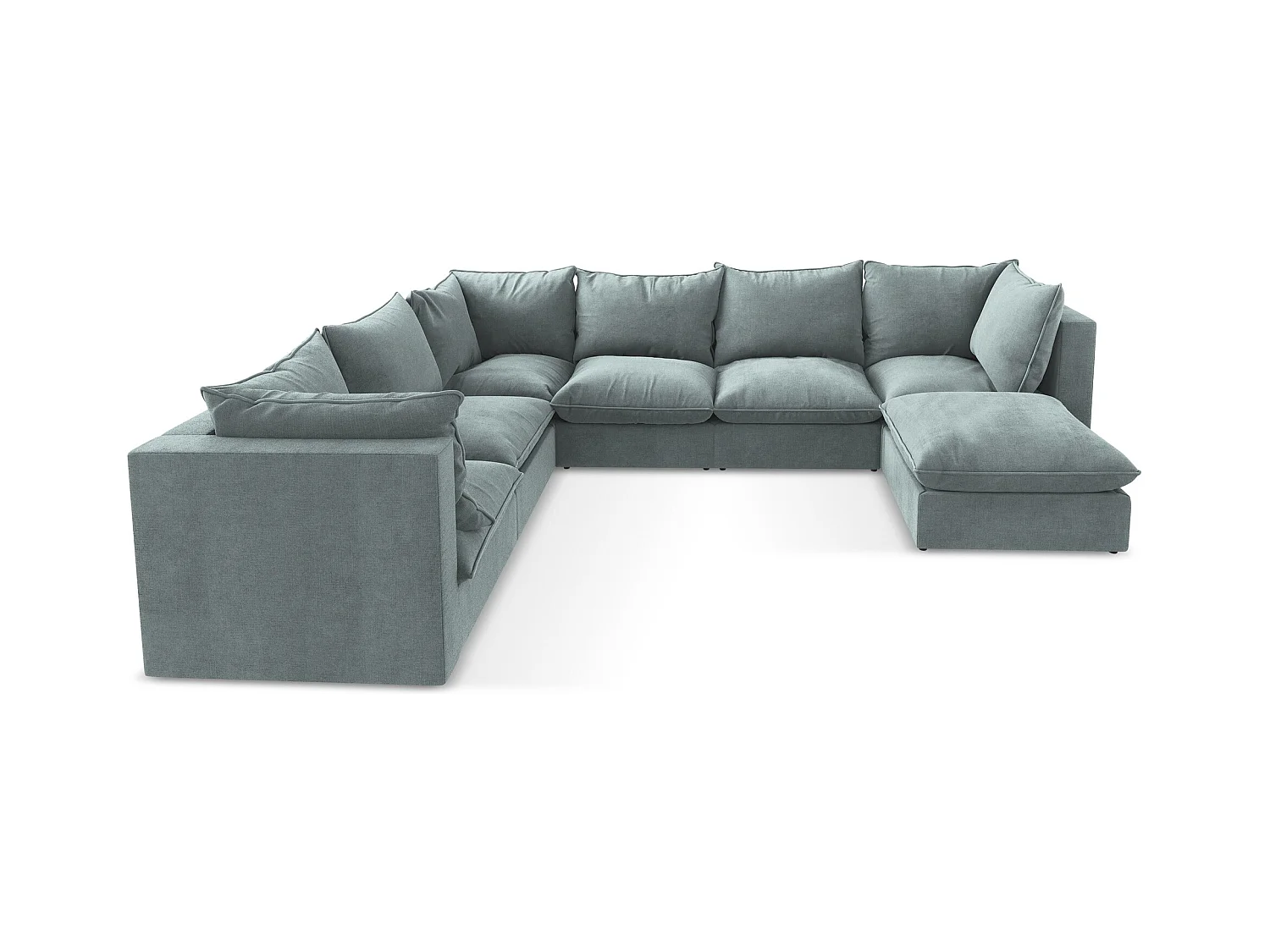 Sofa modułowa panoramiczna - z tkaniny strukturalnej - jeans - MANAO
