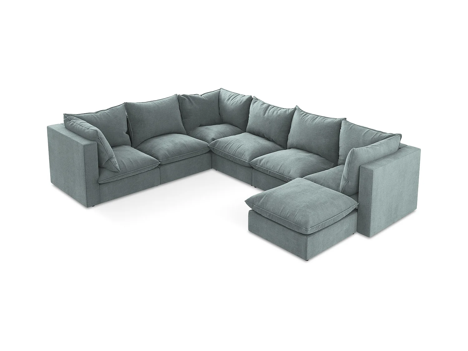 Sofa modułowa panoramiczna - z tkaniny strukturalnej - jeans - MANAO