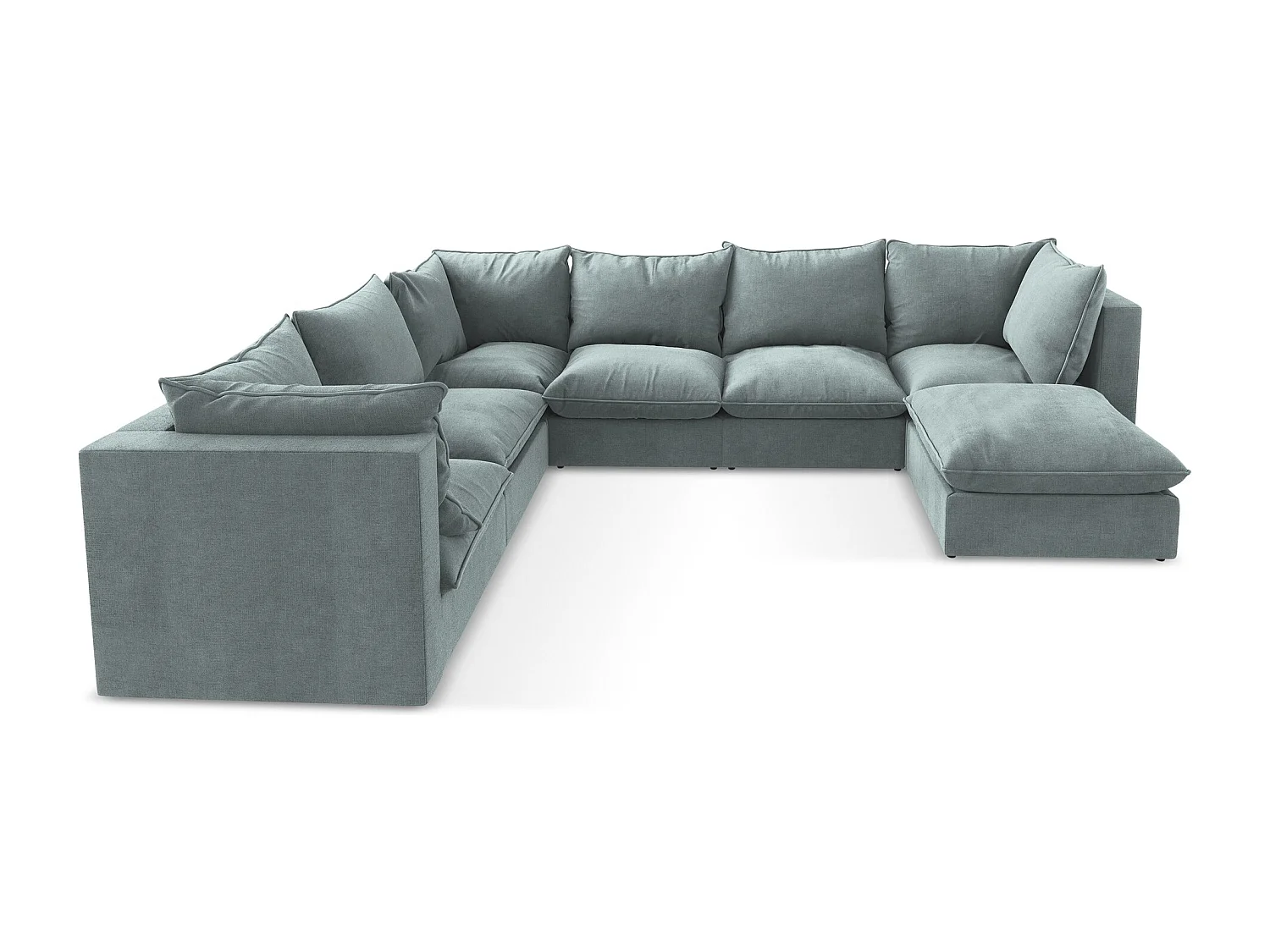 Canapé panoramique 5 places modulaire en tissu texturé - jeans - MANAO