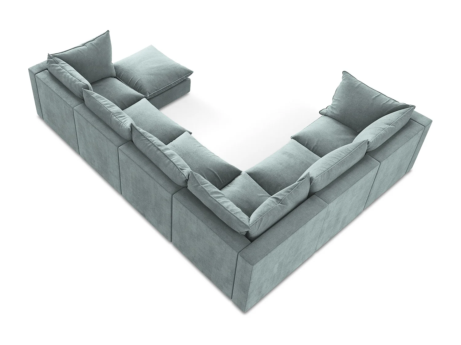 Canapé panoramique 5 places modulaire en tissu texturé - jeans - MANAO