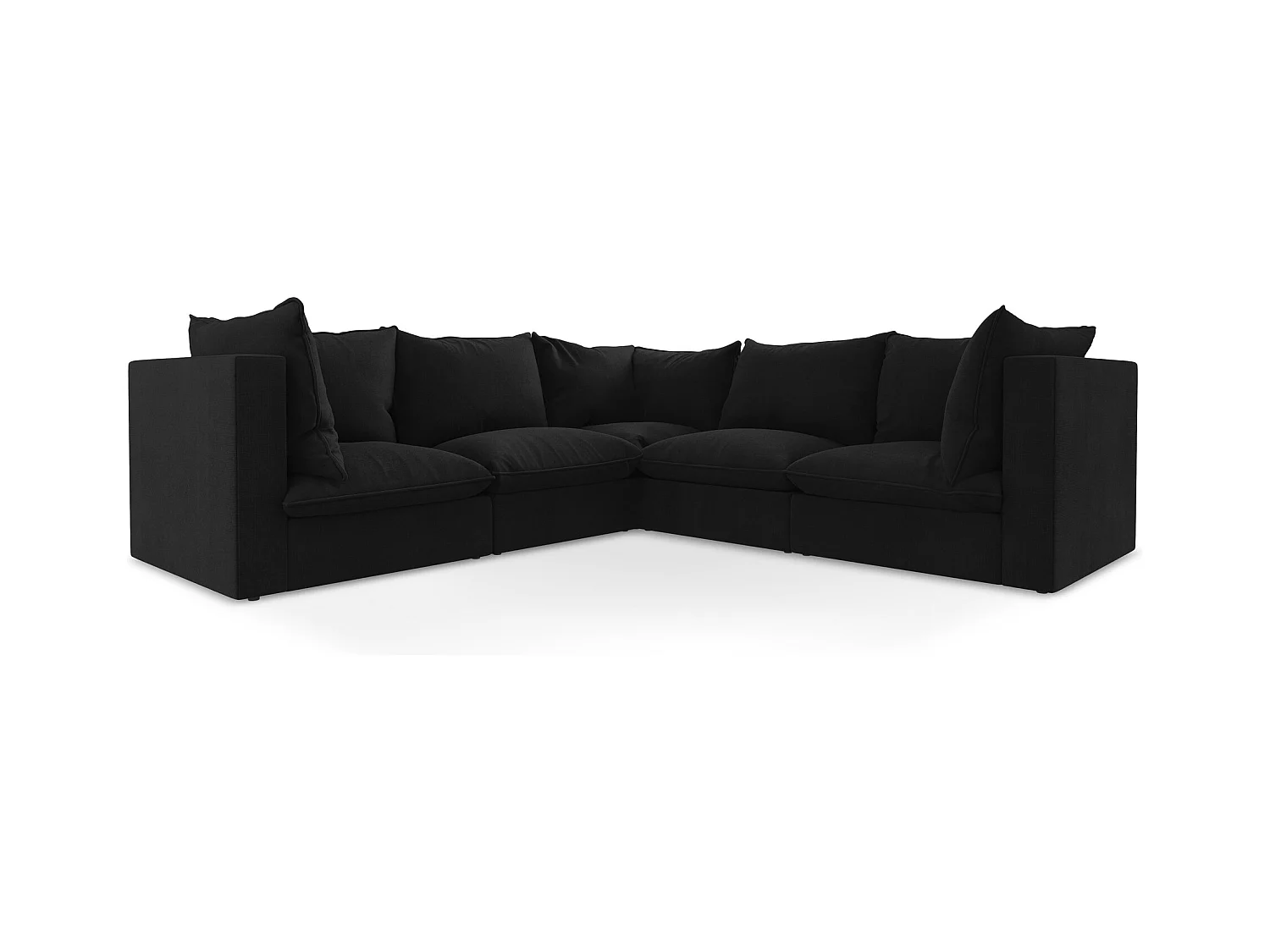 Modulaire hoekbank van zwart textuurstof - MANAO