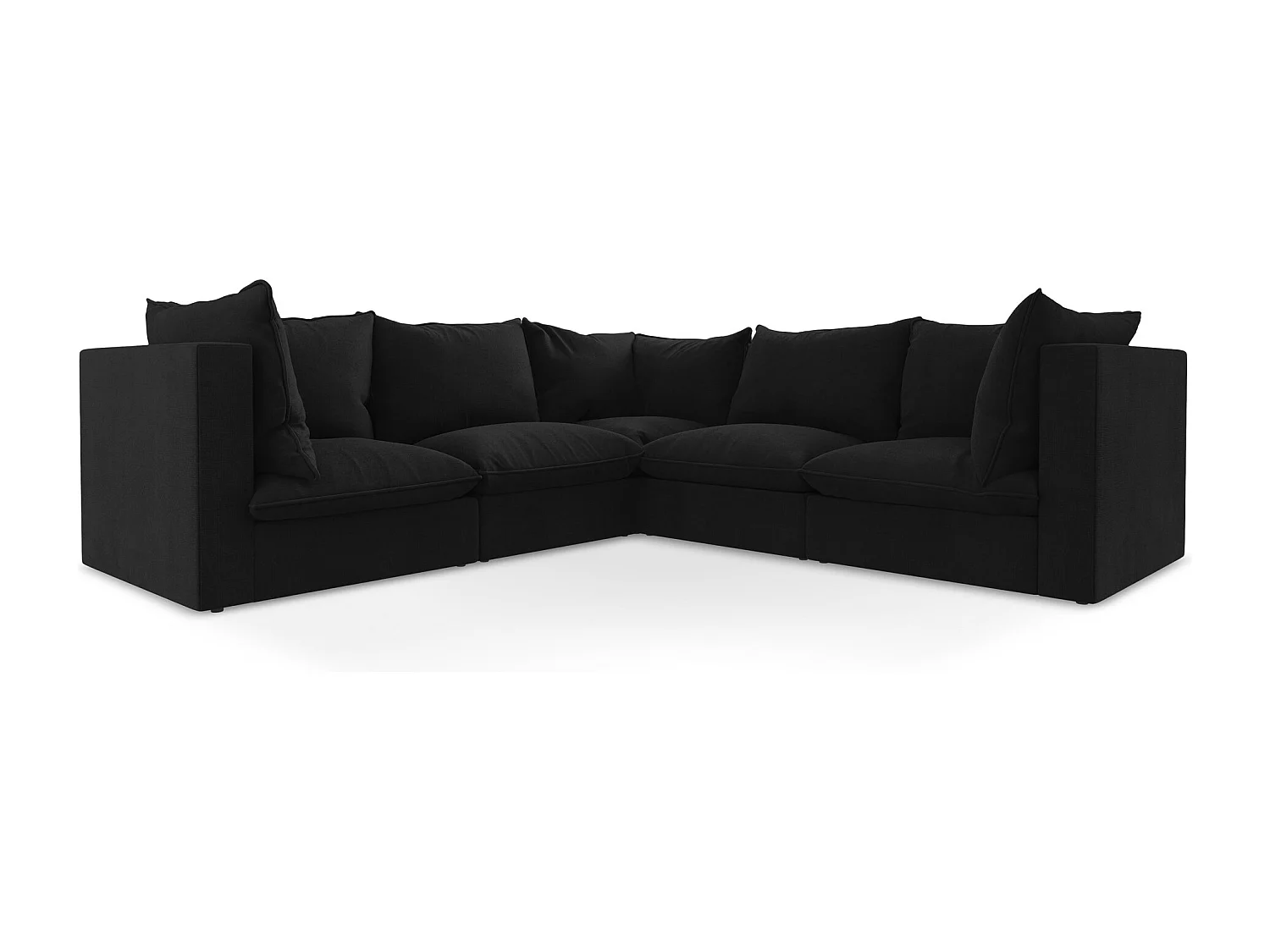 Canapé d'angle 4 places modulaire en tissu texturé - noir - MANAO