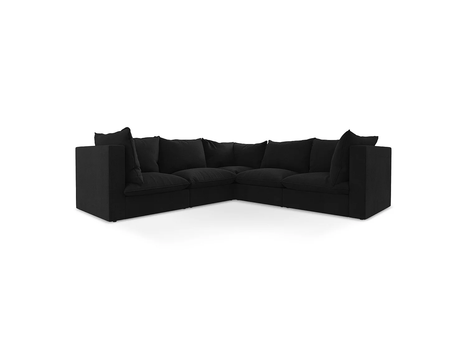 Modulares Ecksofa - - Strukturstoff - Schwarz - RAVENNA