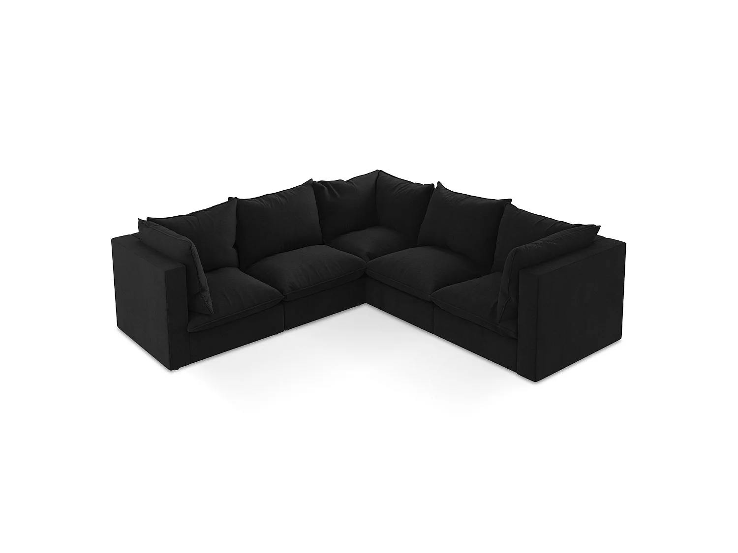 Modulares Ecksofa - - Strukturstoff - Schwarz - RAVENNA