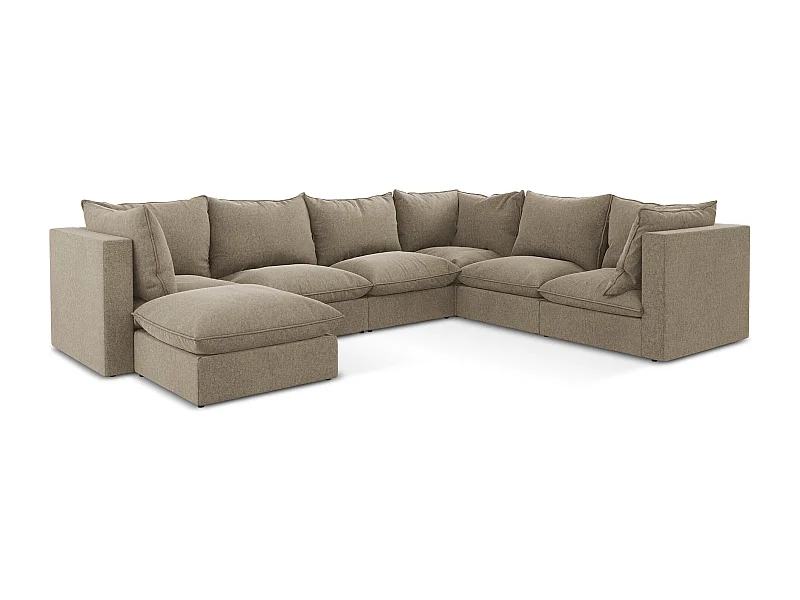 Modulares Wohnlandschaft - / - Samt - Beige - MANAO