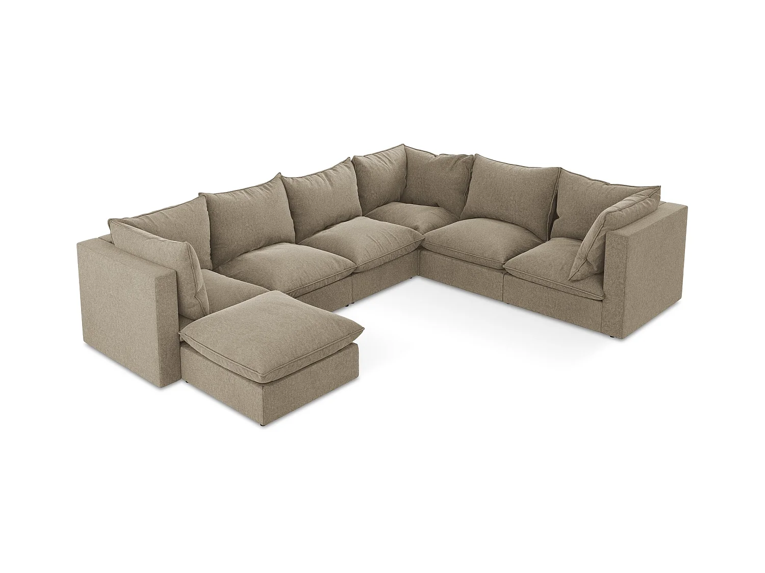 Modulaire panoramische bank van beige velours - MANAO