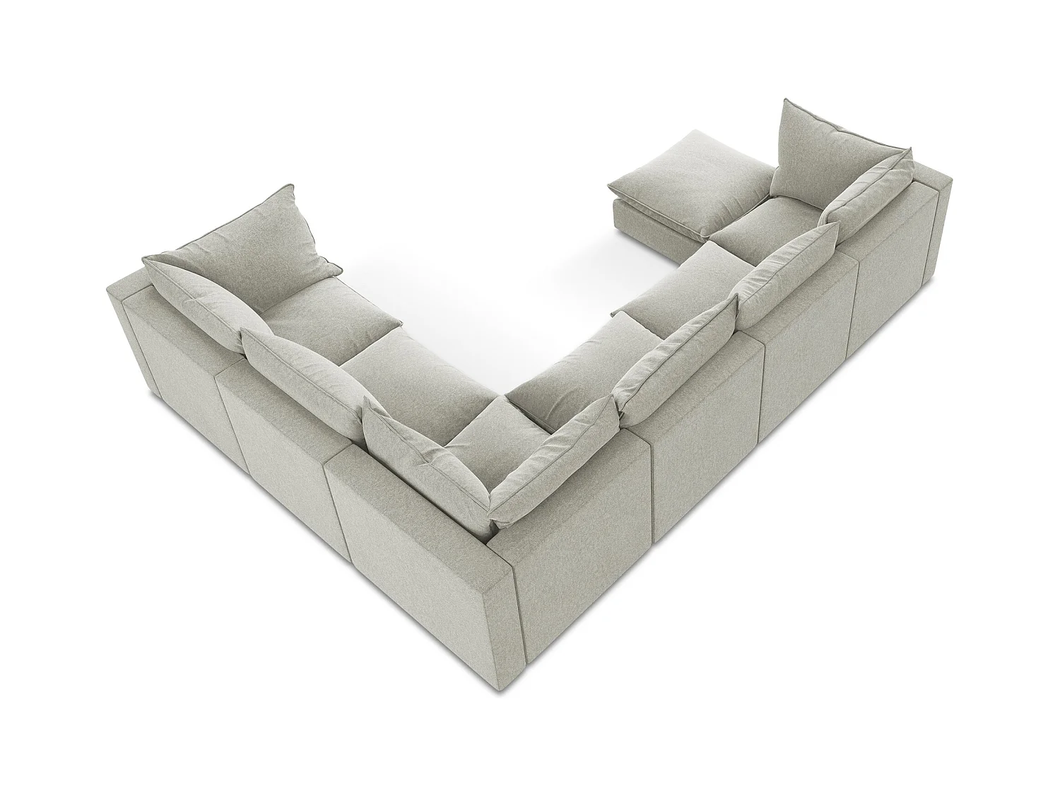 Modulares Wohnlandschaft - / - Samt - Hellgrau - MANAO