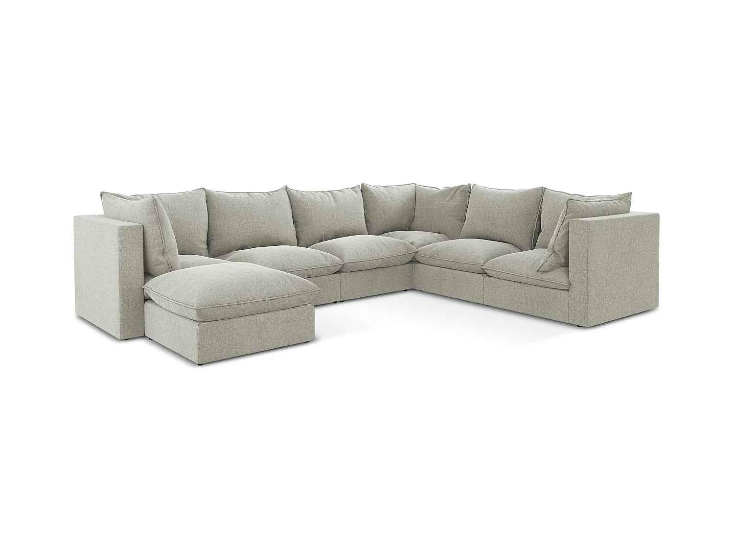 Modulares Wohnlandschaft - / - Samt - Hellgrau - MANAO