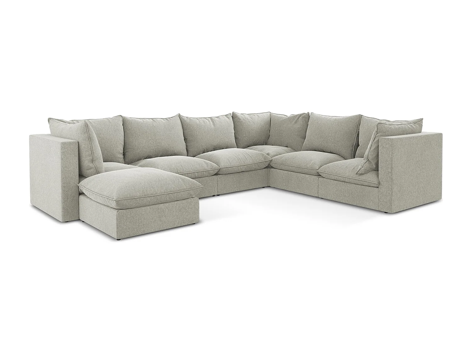 Sofa modułowa panoramiczna - z tkaniny welwetowej - jasny szary - MANAO