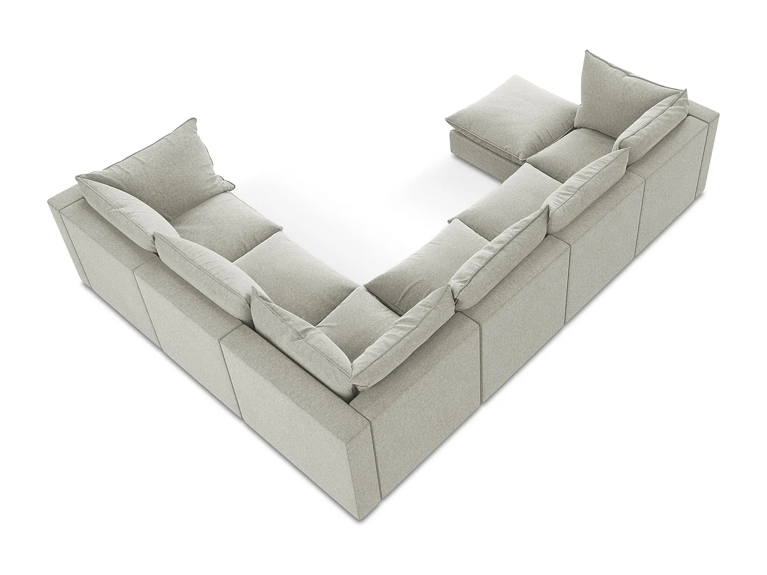 Sofa modułowa panoramiczna - z tkaniny welwetowej - jasny szary - MANAO