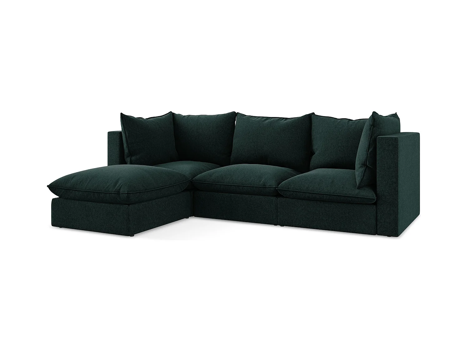 Canapé d'angle 3 places modulaire gauche en velours - gris vert - MANAO