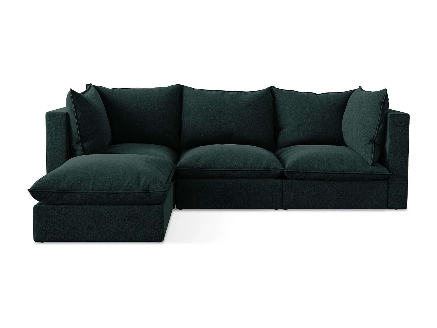 Modulaire hoekbank links van grijsgroen velours - MANAO