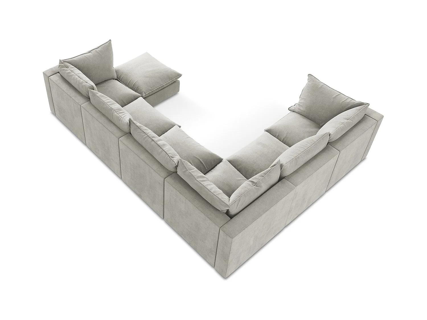 Sofa modułowa panoramiczna - z tkaniny strukturalnej - jasny szary - MANAO