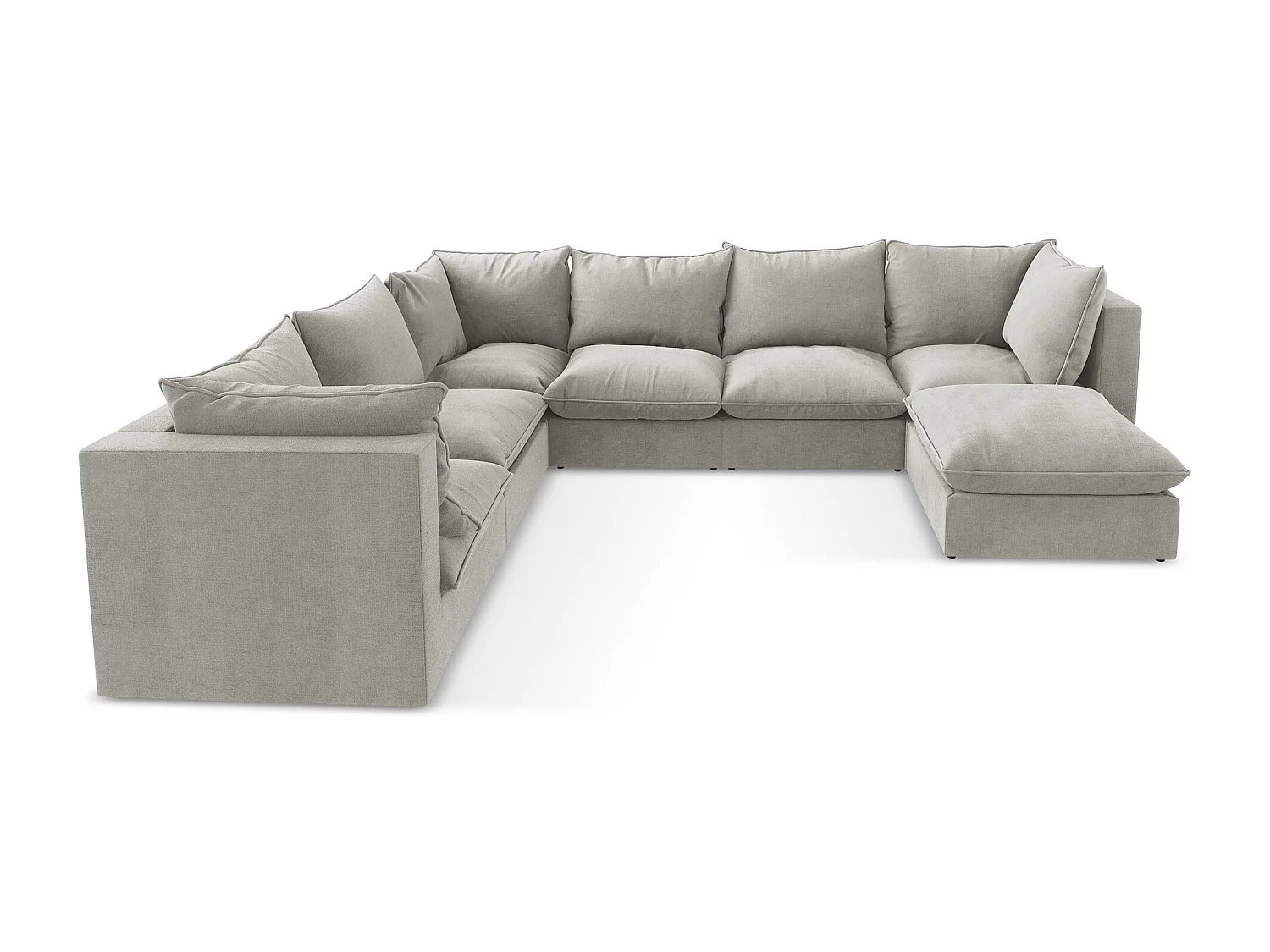 Canapé panoramique 5 places modulaire en tissu texturé - gris clair - MANAO