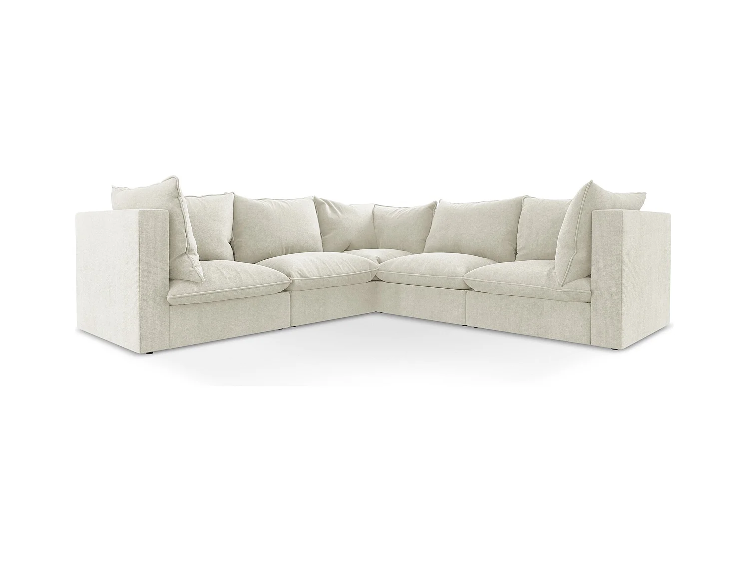 Modulares Ecksofa - - Strukturstoff - Beige - MANAO