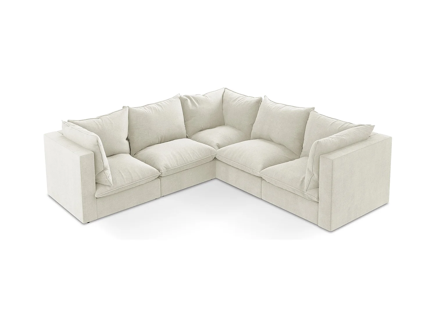 Canapé d'angle 4 places modulaire en tissu texturé - beige - MANAO