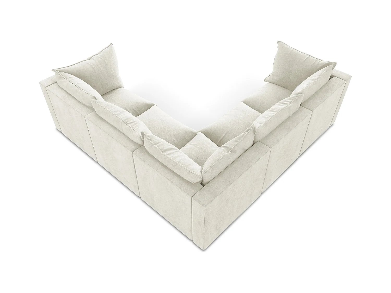 Canapé d'angle 4 places modulaire en tissu texturé - beige - MANAO