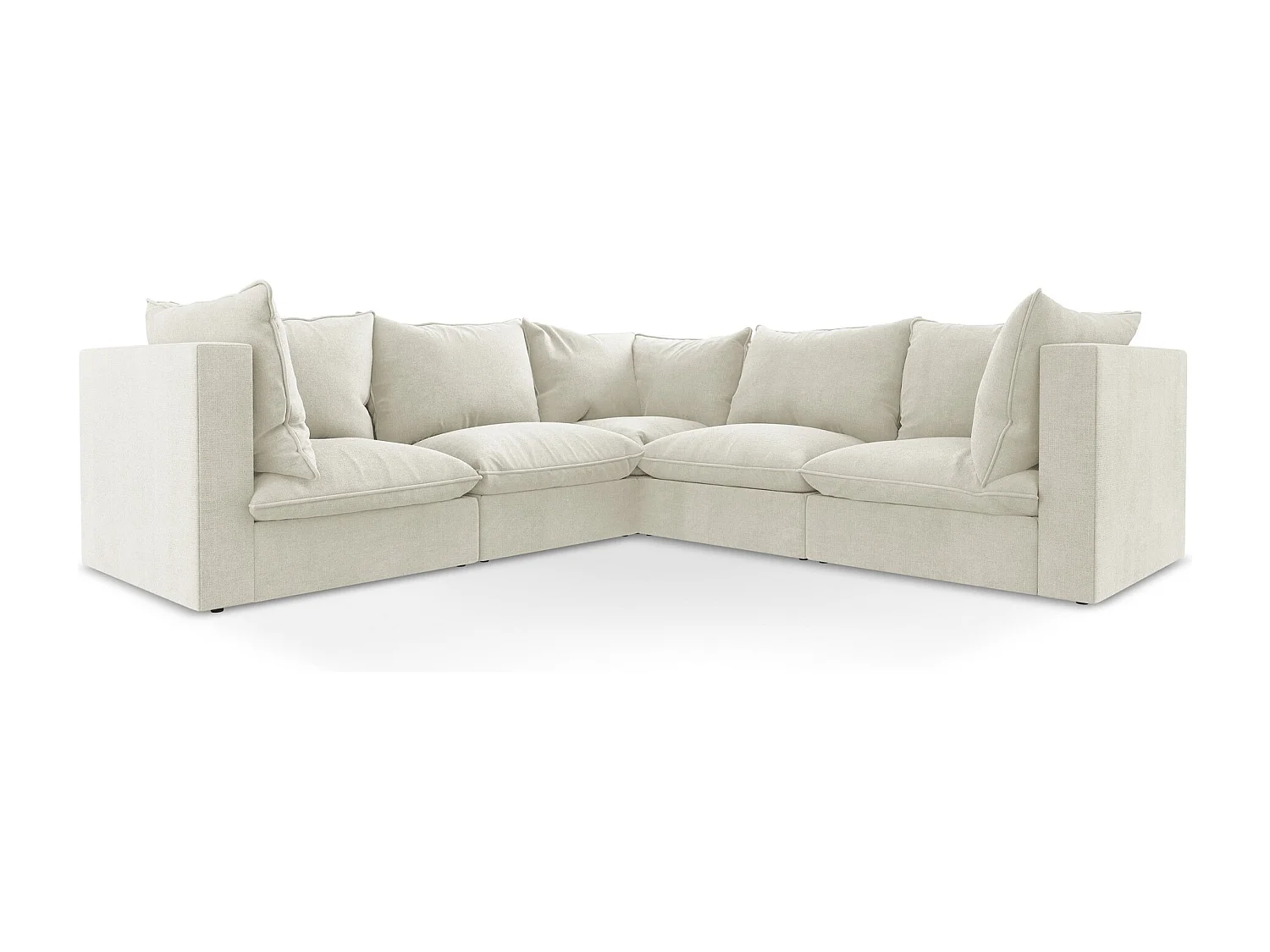 Modulares Ecksofa - - Strukturstoff - Beige - MANAO