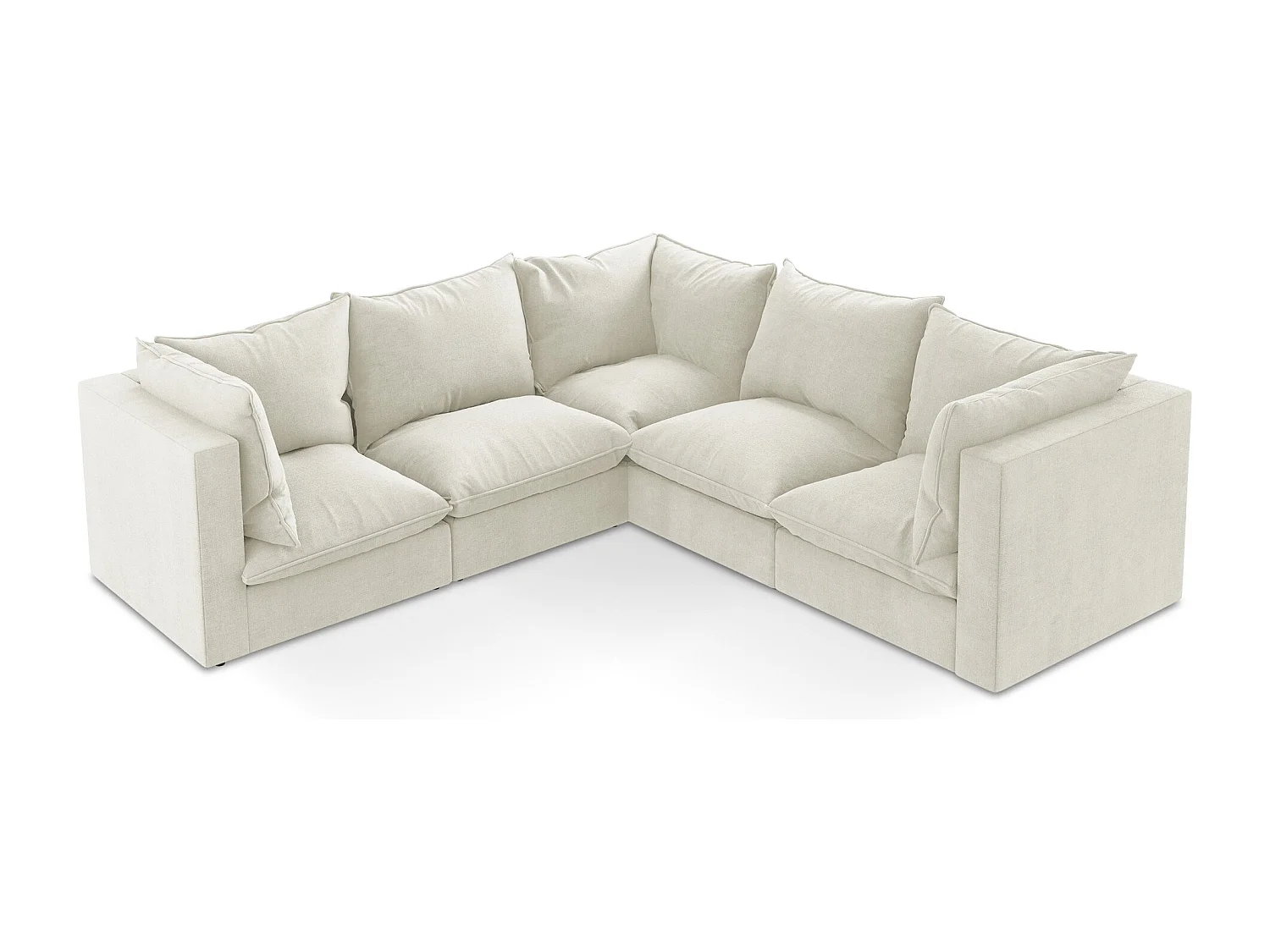 Canapé d'angle 4 places modulaire en tissu texturé - beige - MANAO