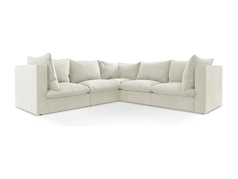 Modulares Ecksofa - - Strukturstoff - Beige - MANAO