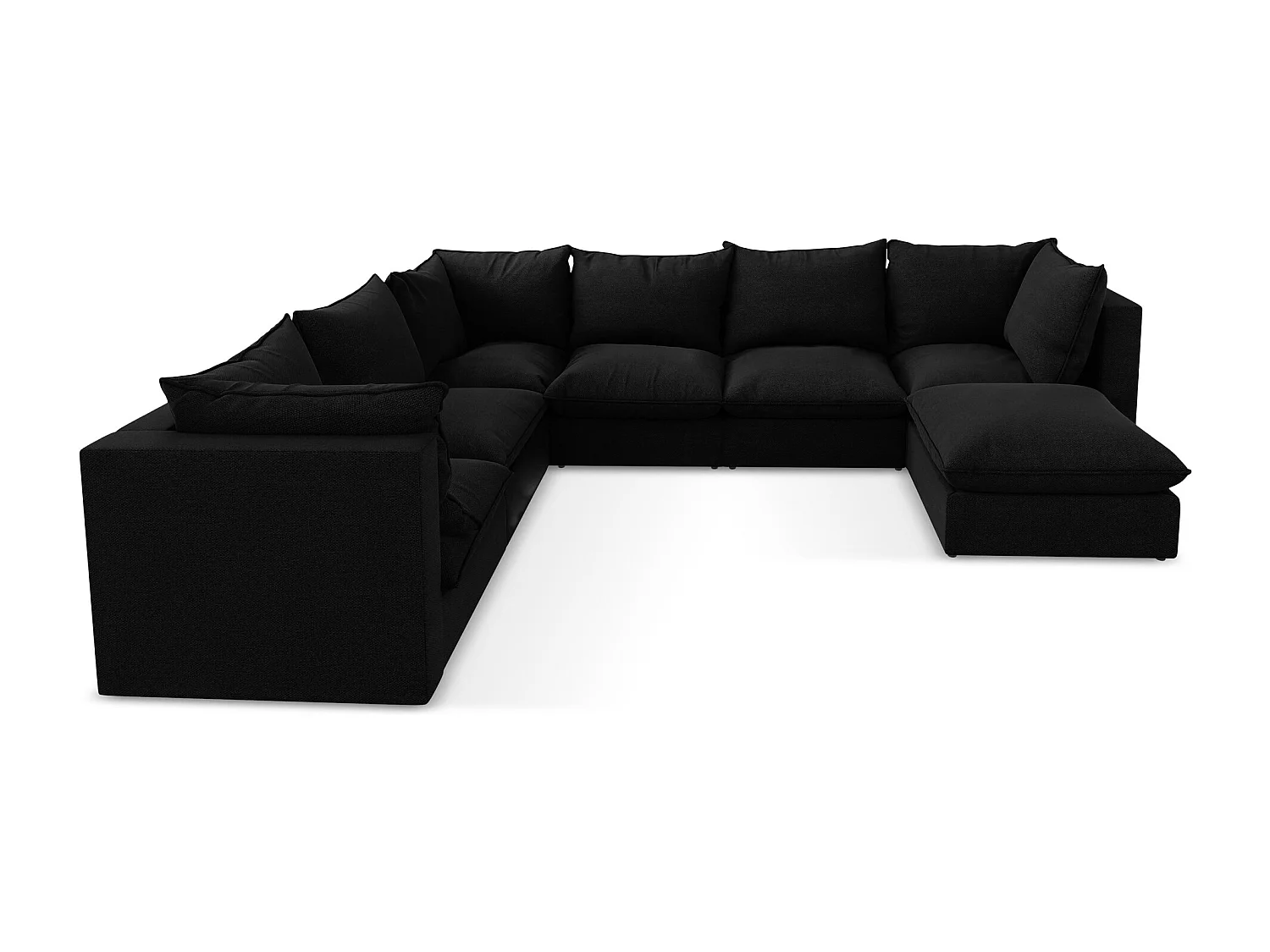 Modulaire panoramische bank van zwart bouclé - MANAO