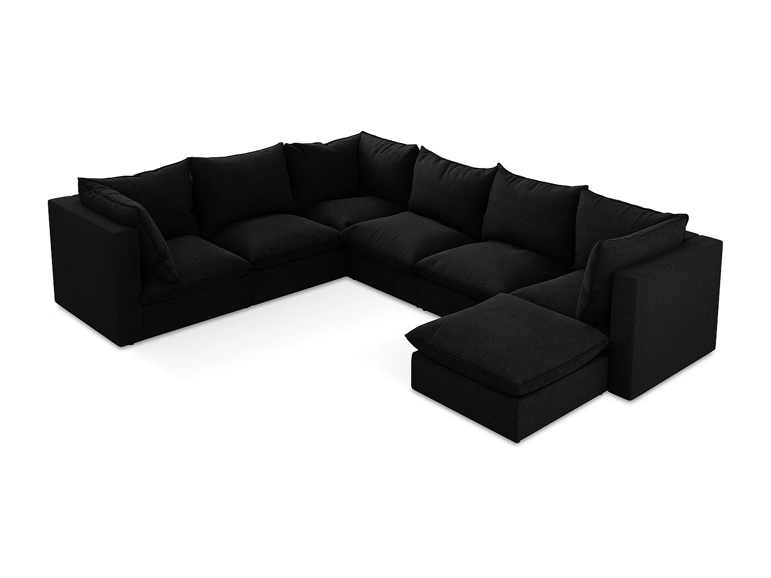 Modulaire panoramische bank van zwart bouclé - MANAO