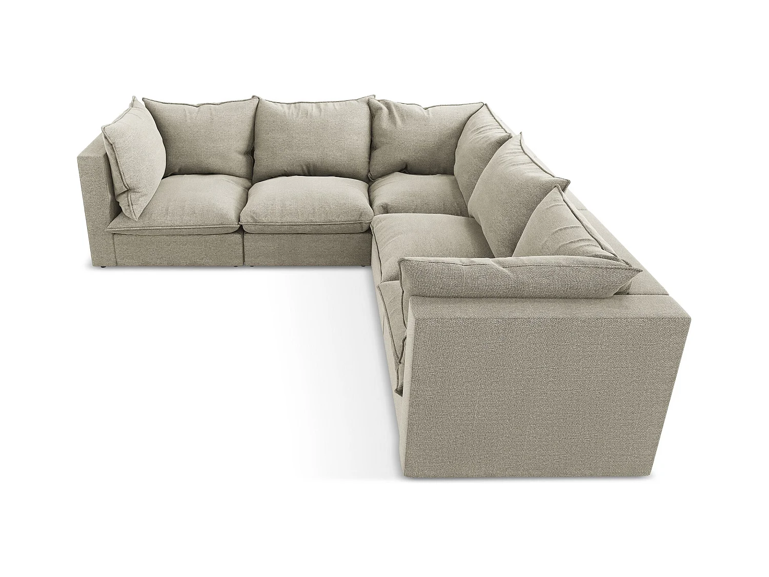 Canapé d'angle 4 places modulaire en tissu bouclette - taupe - MANAO