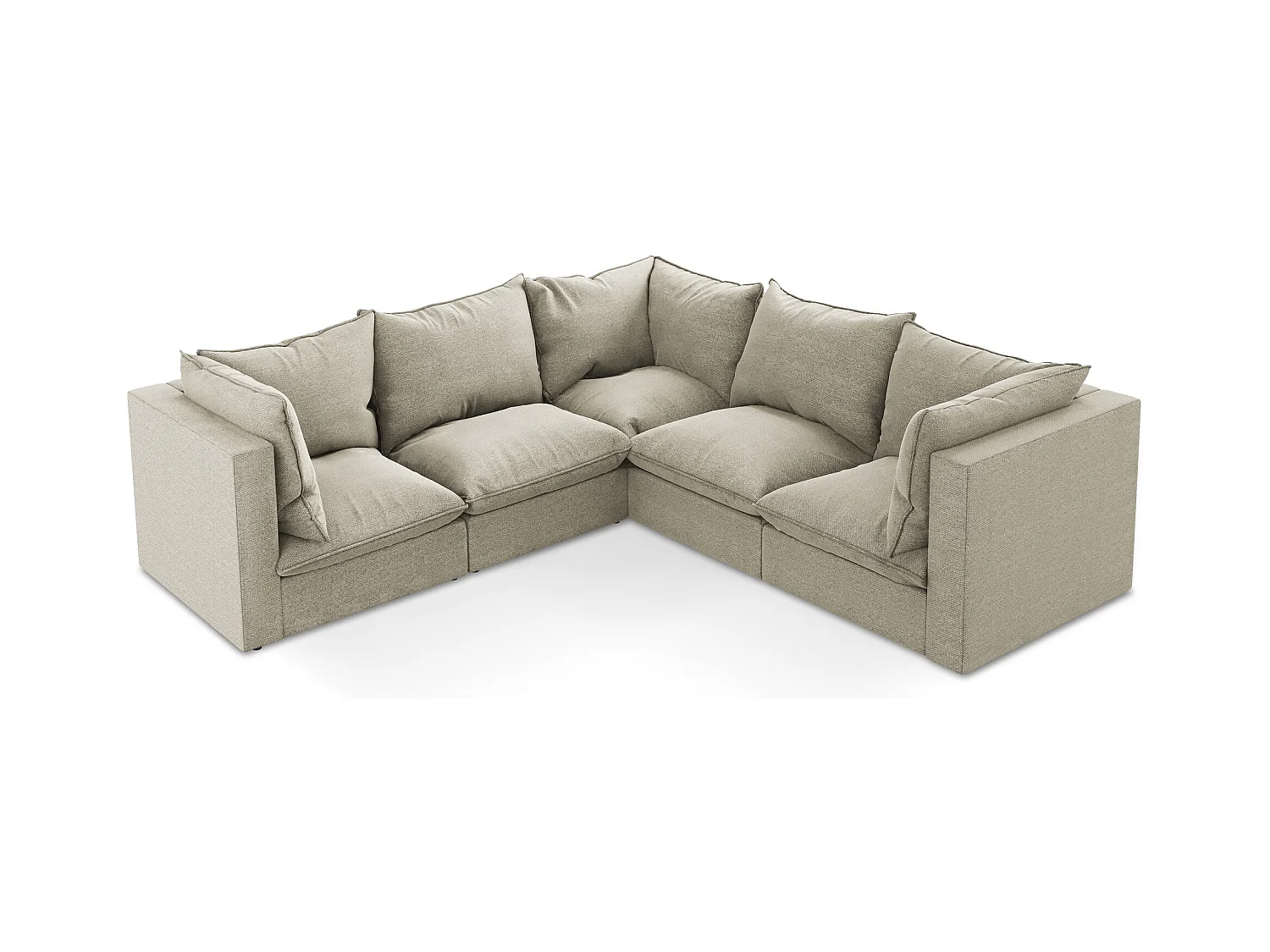 Canapé d'angle 4 places modulaire en tissu bouclette - taupe - MANAO