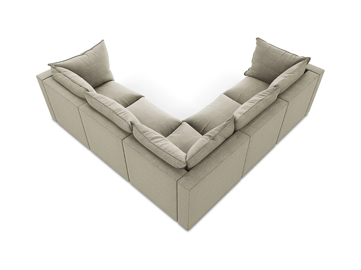 Canapé d'angle 4 places modulaire en tissu bouclette - taupe - MANAO