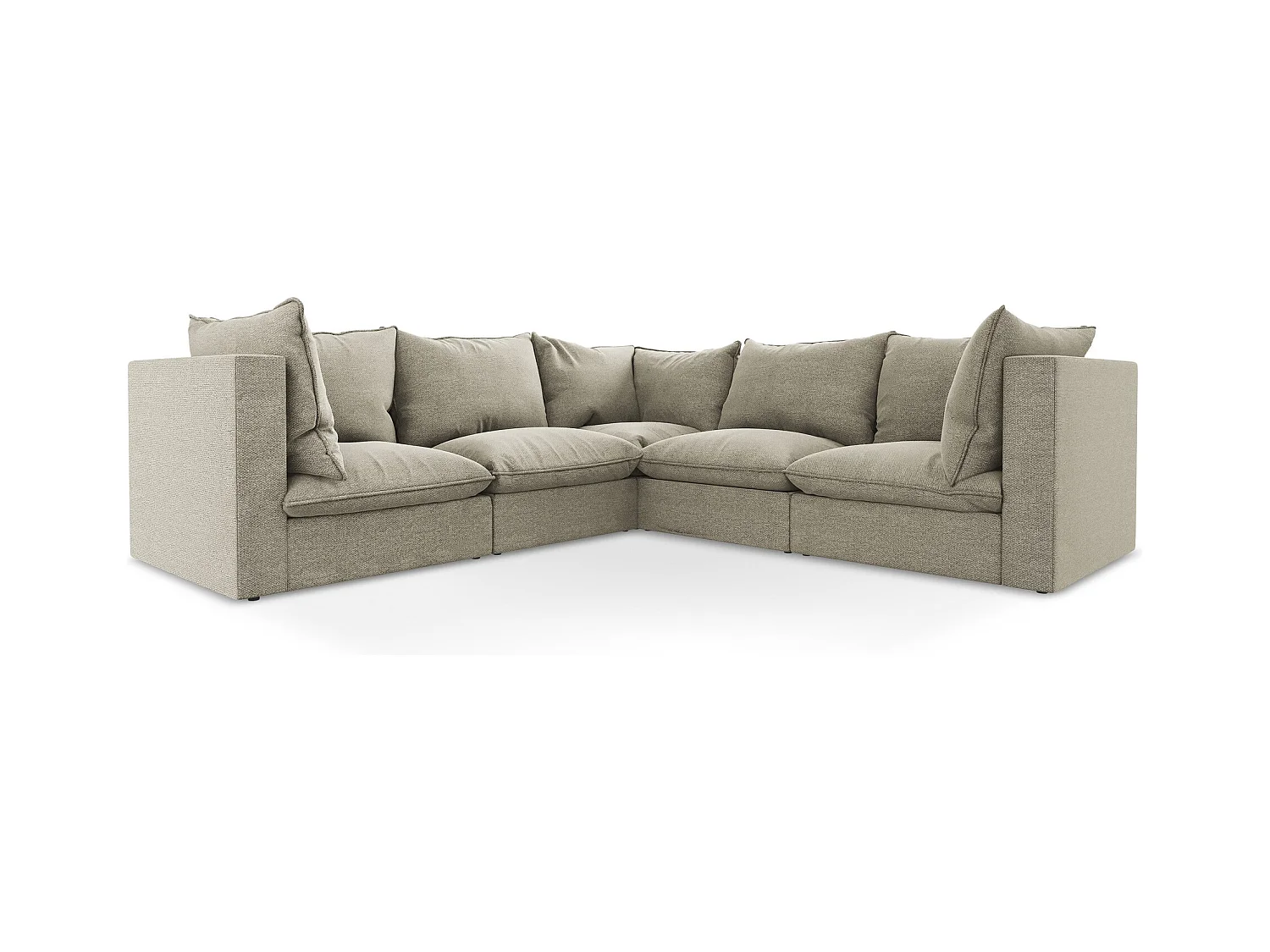 Canapé d'angle 4 places modulaire en tissu bouclette - taupe - MANAO