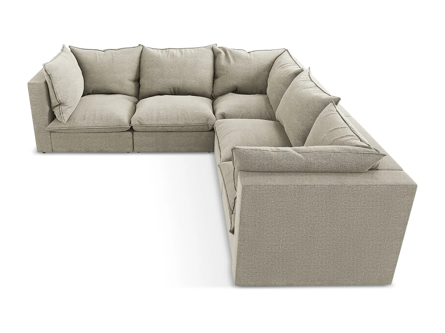 Canapé d'angle 4 places modulaire en tissu bouclette - taupe - MANAO