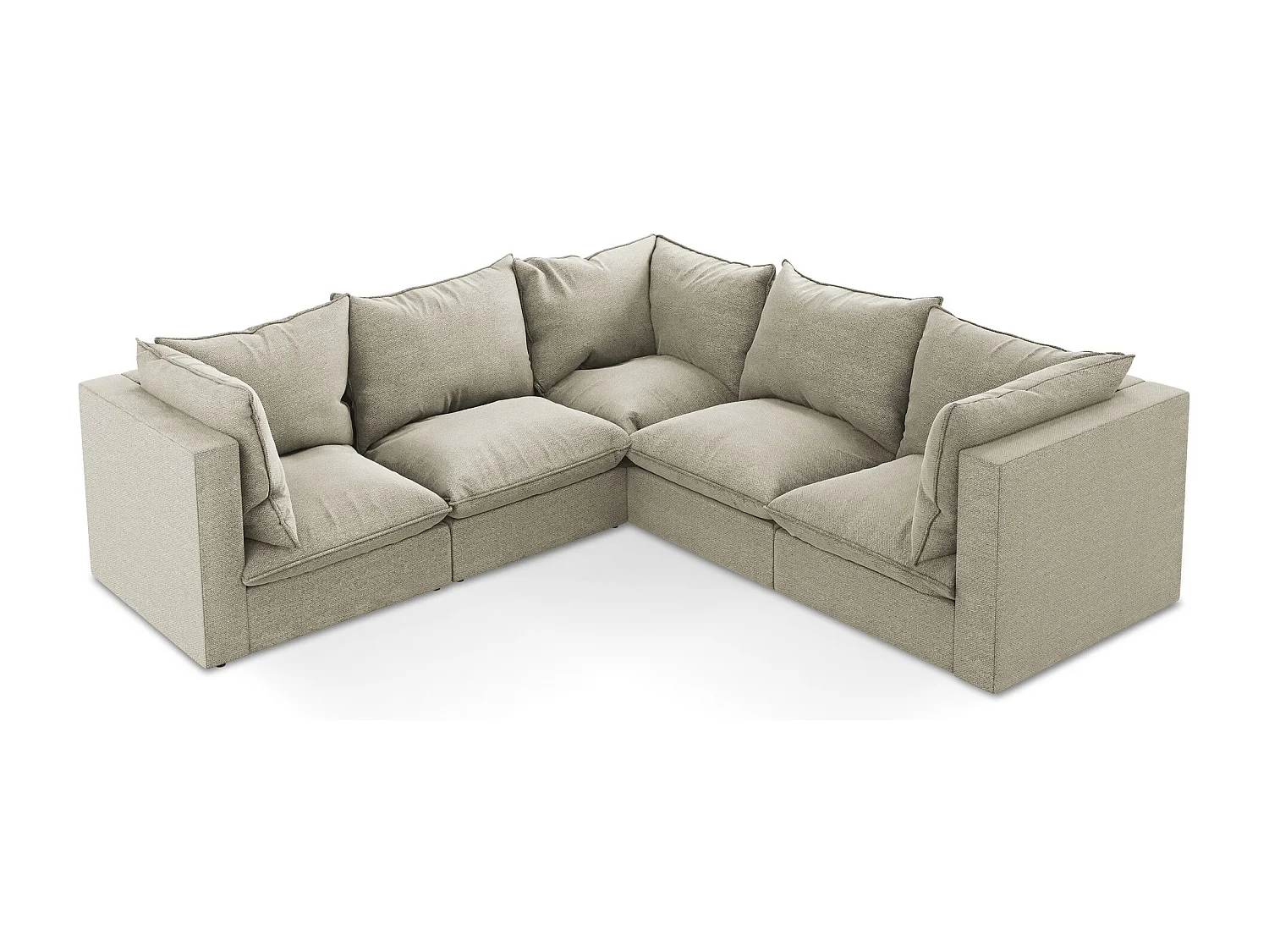 Canapé d'angle 4 places modulaire en tissu bouclette - taupe - MANAO