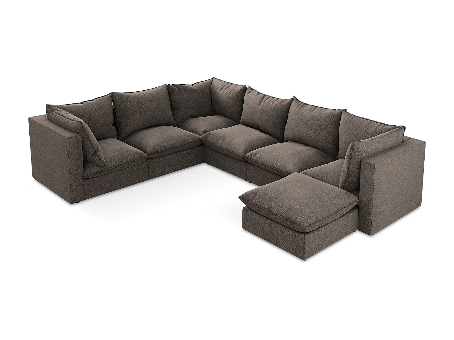 Sofa modułowa panoramiczna - z tkaniny bouclé - czekoladowy - MANAO