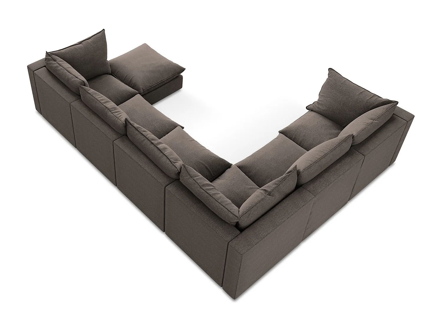 Sofa modułowa panoramiczna - z tkaniny bouclé - czekoladowy - MANAO