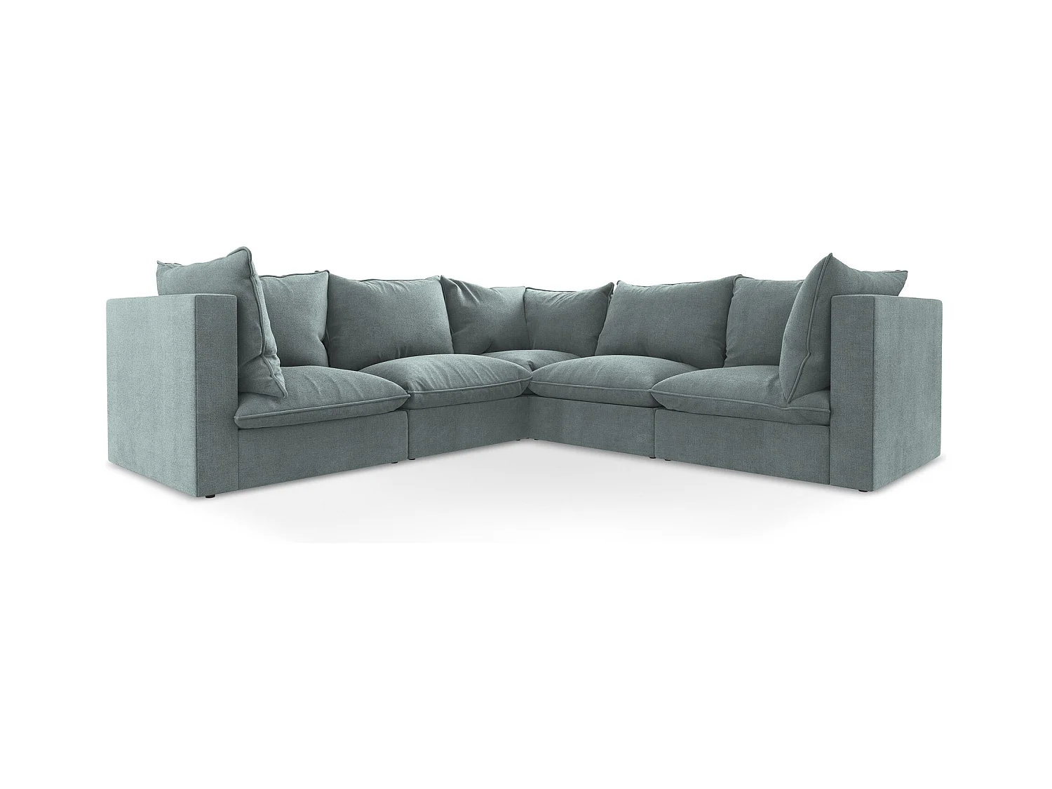 Canapé d'angle 4 places modulaire en tissu texturé - jeans - MANAO
