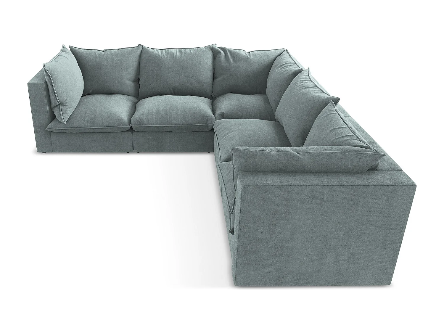 Modulares Ecksofa - - Strukturstoff - Jeans - MANAO