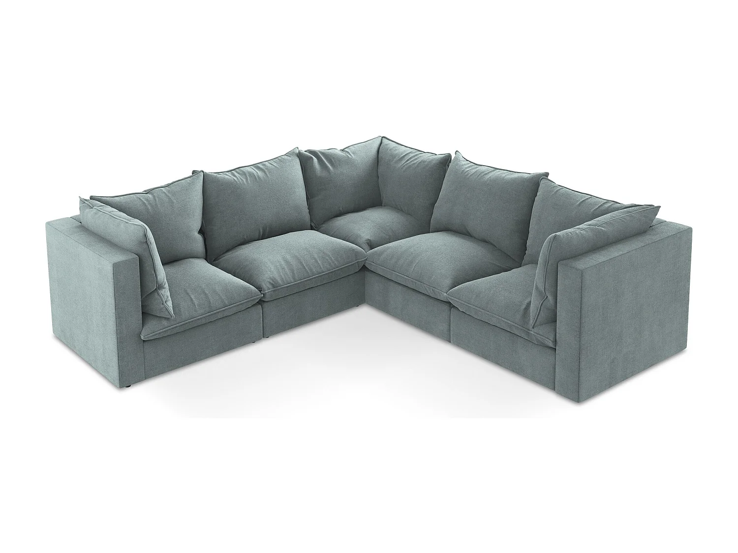 Modulares Ecksofa - - Strukturstoff - Jeans - MANAO