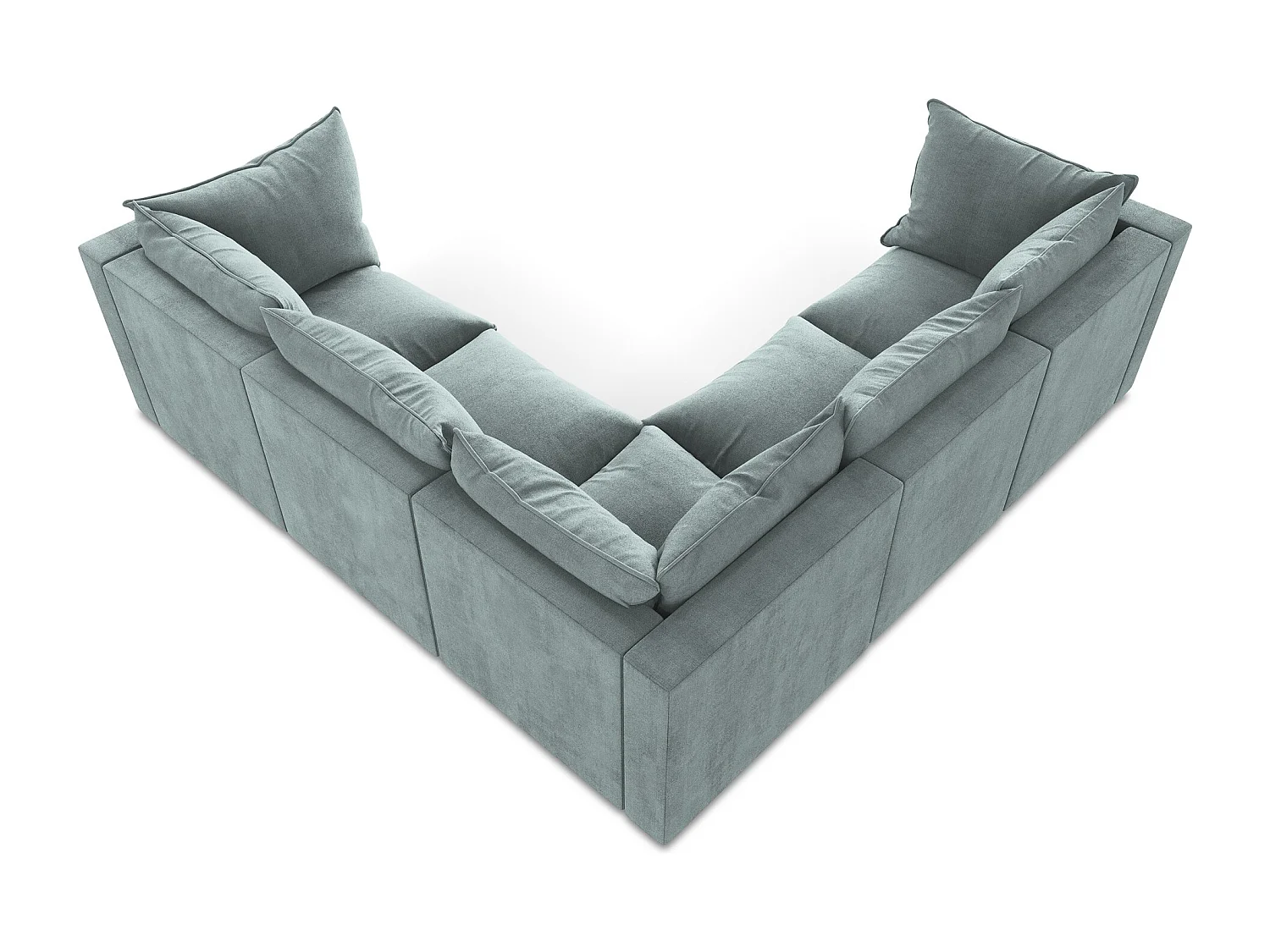 Modulares Ecksofa - - Strukturstoff - Jeans - MANAO