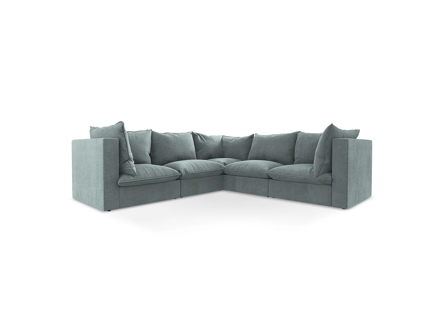 Modulares Ecksofa - - Strukturstoff - Jeans - RAVENNA