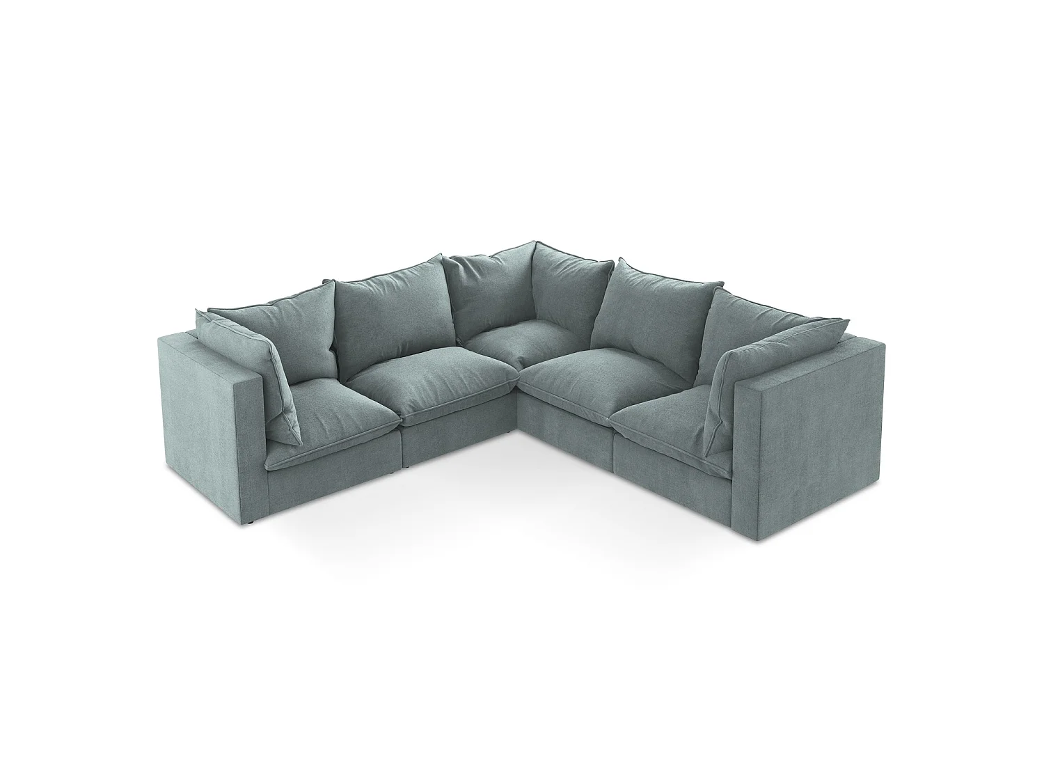 Modulares Ecksofa - - Strukturstoff - Jeans - RAVENNA