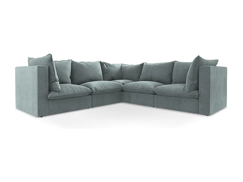Modulares Ecksofa - - Strukturstoff - Jeans - MANAO
